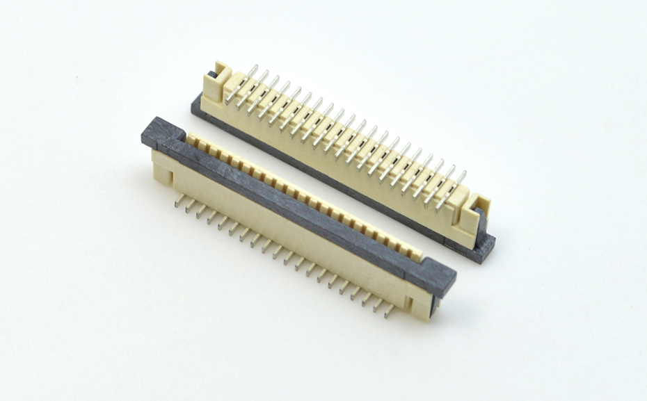 接插件FFC/大香蕉国产在线视频 1.0MM 5P 一字腳 立貼帶鎖 扁平電纜連接器
